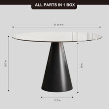 Load image into Gallery viewer, Round Dining Table &amp; Tempered Glass Top - Black / Brown
