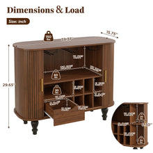 Load image into Gallery viewer, Fluted Liquor &amp; Coffee Bar Cabinet With 6 Wine Racks And 3 Glass Holders
