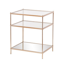 Load image into Gallery viewer, Glass And Iron End Table With Mirrored Shelf - Gold And Clear
