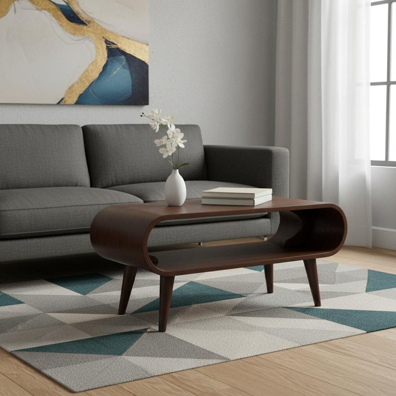 35" Solid Wood Coffee Table With Shelf - Walnut