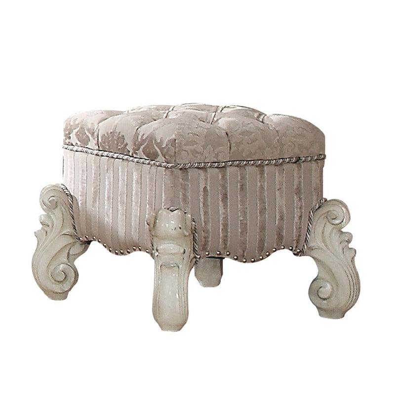 Fabric Floral Tufted Vanity Chair - Ivory And Bone