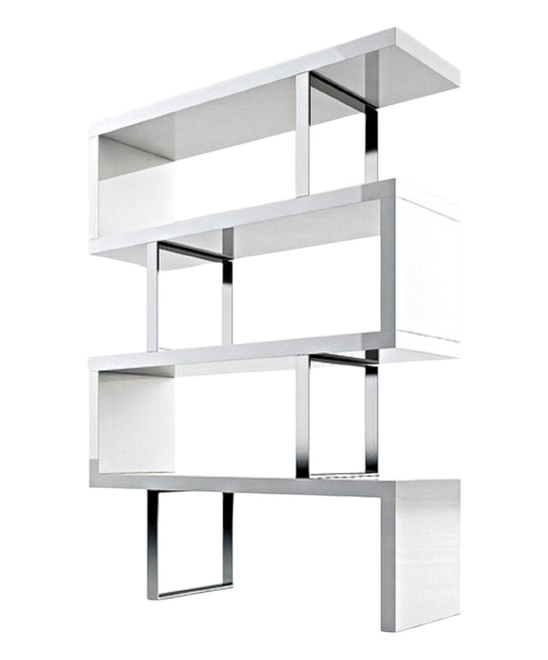Three Tier Etagere Bookcase (555009) - White / Silver