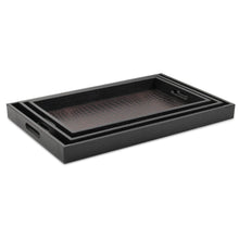 Load image into Gallery viewer, 23" Rectangular Faux Snakeskin Tray With Handles (Set of 3) - Brown
