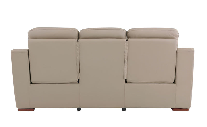 Faux Leather Sofa With Brown Legs - Beige
