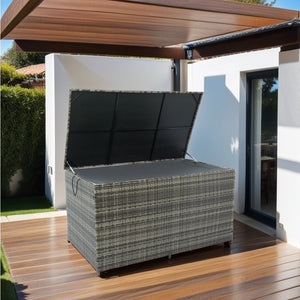 Outdoor Storage Box, 200 Gallon Wicker Patio Deck Boxes with Lid, Outdoor Cushion Storage for Kids Toys, Pillows, Towel