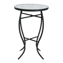 Load image into Gallery viewer, Outdoor Round Side Table With Mosaic Style Top And Curved Iron Legs
