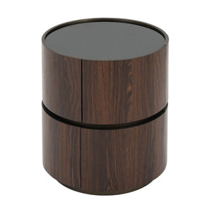 Elegant Italian High Grade Double Layer Storage Round Side Table - Brown / Black