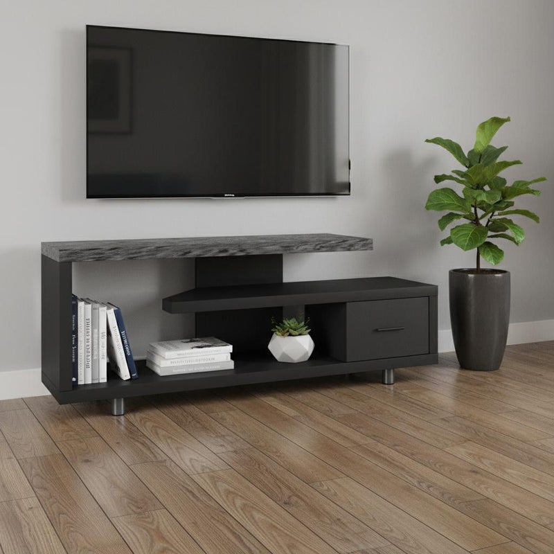 TV Stand Open Shelving - Black / Gray