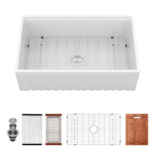 Load image into Gallery viewer, Porcelain Ceramic Farmhouse Sink Workstation With Reversible Apron Design - Single Bowl
