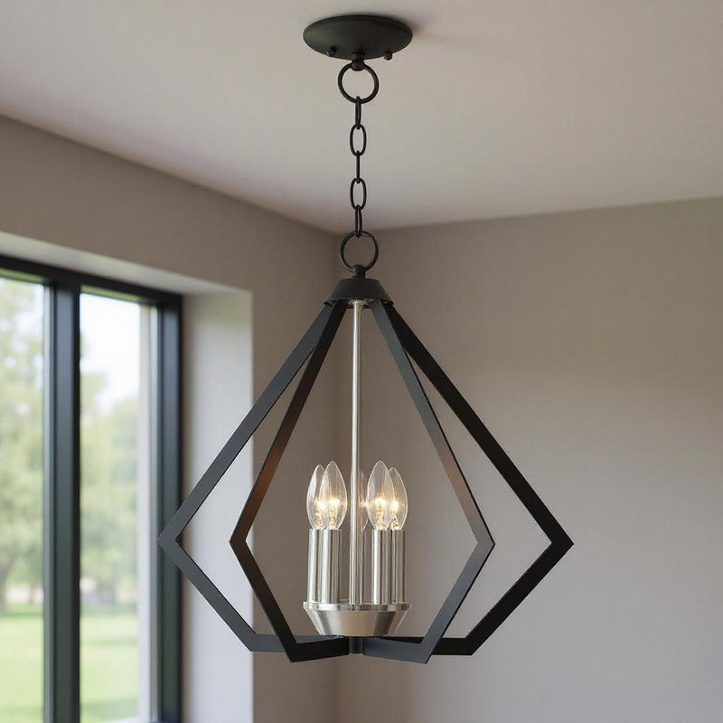 20" Five-Light Dimmable Chandelier With Shades - Black