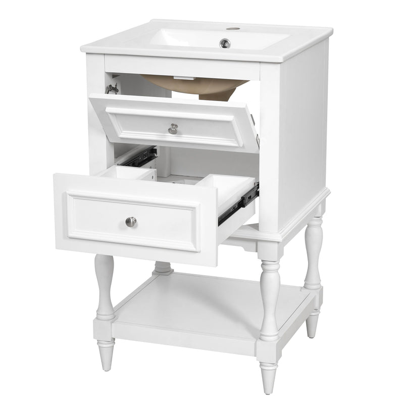 Retro Design Bathroom Vanity With Sink, 2 Drawer Storage Cabinet
