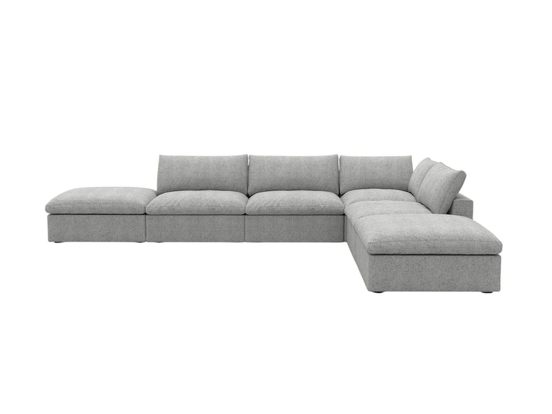 Two Piece Living Room Set Blend Modular Sofa With Ottoman Storage - Light Gray