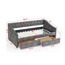 Load image into Gallery viewer, Upholstered Tufted Daybed With 2 Drawers, Waved Arms
