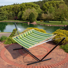Load image into Gallery viewer, Striped Double Hammock - Green / Yellow
