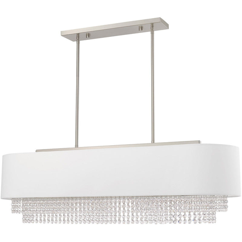21" Five Light Dimmable Chandelier With Shades - Nickel