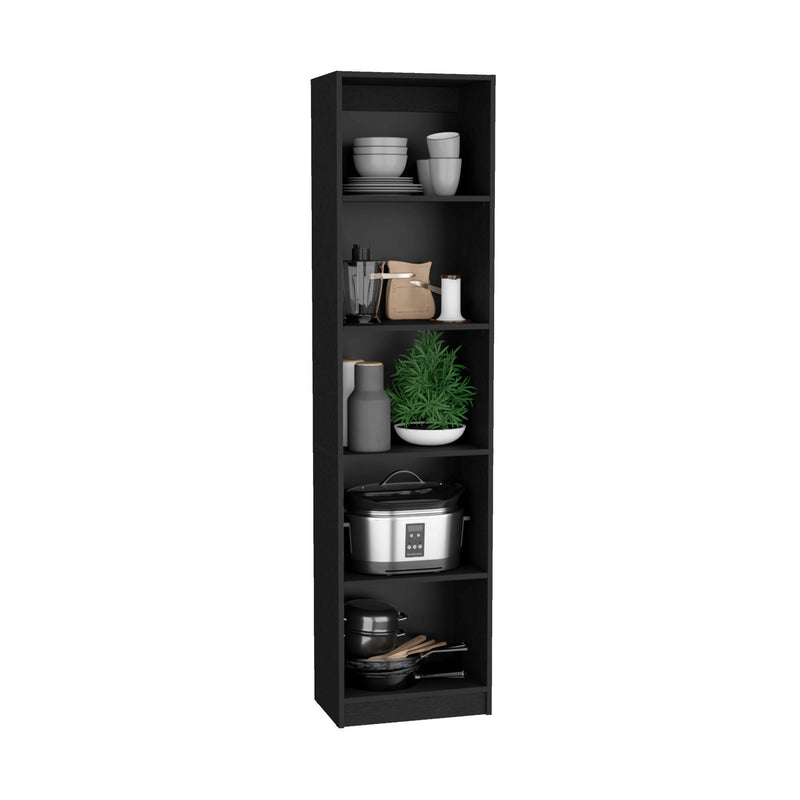 Four Tier Bookcase With Two Doors - Black