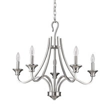 Load image into Gallery viewer, Candle Style Five Light Metal Dimmable Chandelier - Silver

