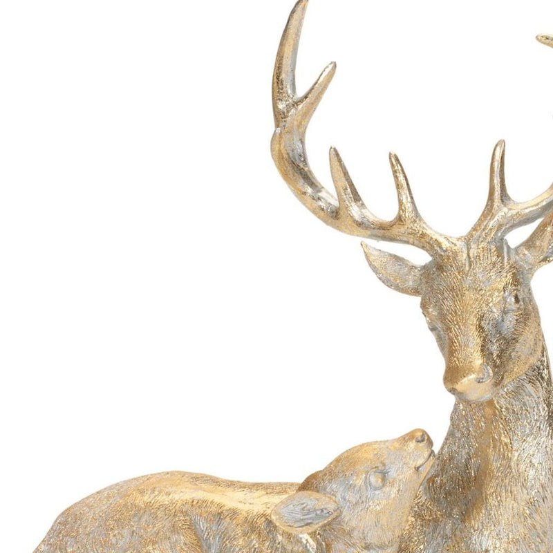 Poly Deer Christmas Figurine (Set of 2) - Gold / White