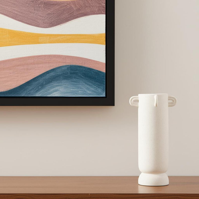 Cylinder Table Vase With Handles (608366) - Off White