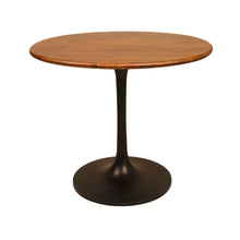 Load image into Gallery viewer, 36" Rounded Solid Wood And Iron Pedestal Base Dining Table - Brown
