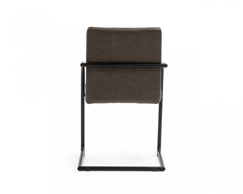 Upholstered Faux Leather Dining Arm Chairs (Set of 2) - Brown