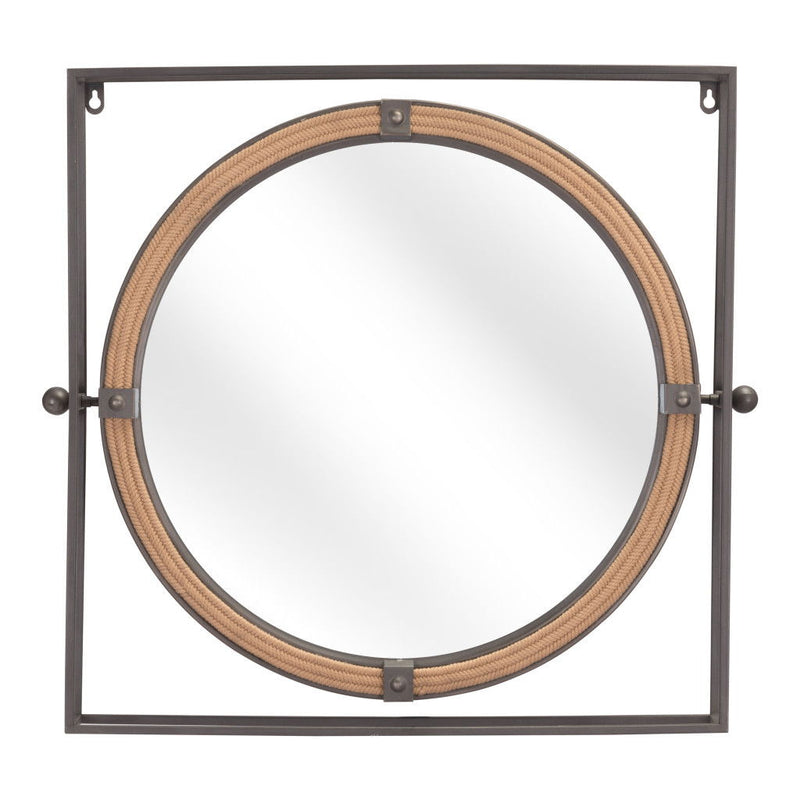 22" Square Steel Framed Accent Mirror - Gray