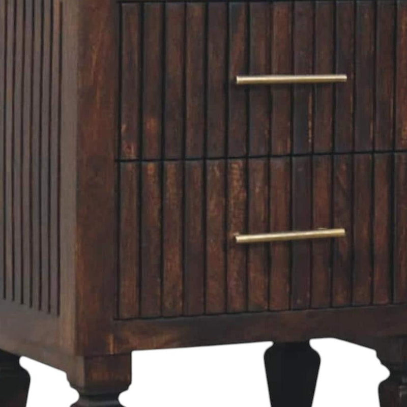 22" Solid Wood Round Two Drawer Nightstand - Mocha