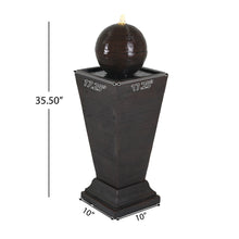 Load image into Gallery viewer, 35.5&quot; Tall Column Fountain With LED Lights, Retro Outdoor Decor, Weather Resistant Feature - Dark Brown
