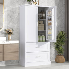 Load image into Gallery viewer, Tall Bathroom Storage Cabinet With 2 Doors And Drawers, Adjustable Shelf
