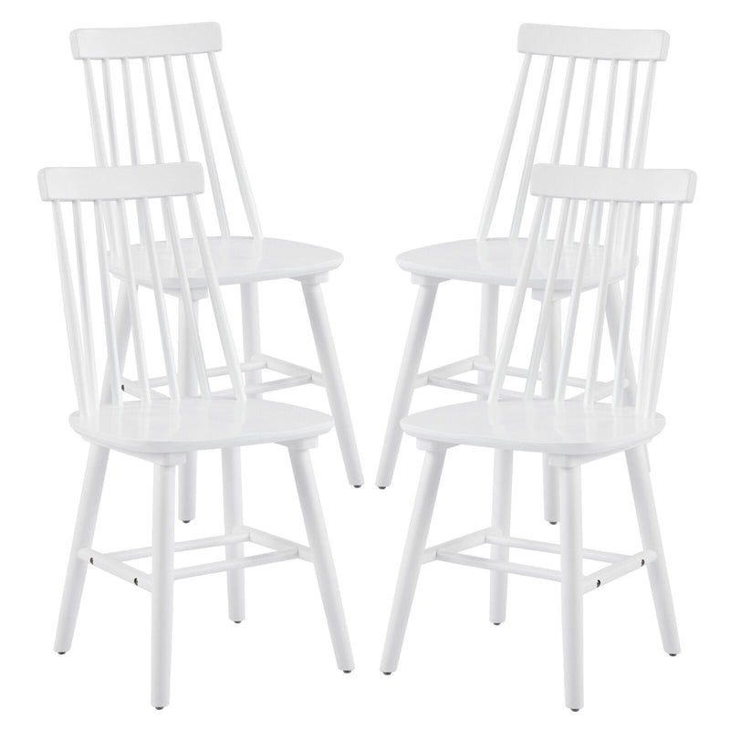 Solid Wood Windsor Back Dining Side Chairs (Set of 4) - White