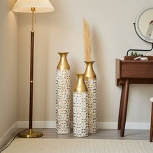 Load image into Gallery viewer, Mother's Day Gift Set Gilded White 3D Relief Flower Metal Vase Set - White / Gold
