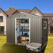Load image into Gallery viewer, 8Ft x 6Ft Outdoor Metal Storage Shed With Window (W540S00016) - Gray
