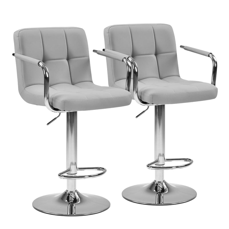 Faux Leather Swivel Bar Chairs (Set of 2) (745413) - Gray / Silver