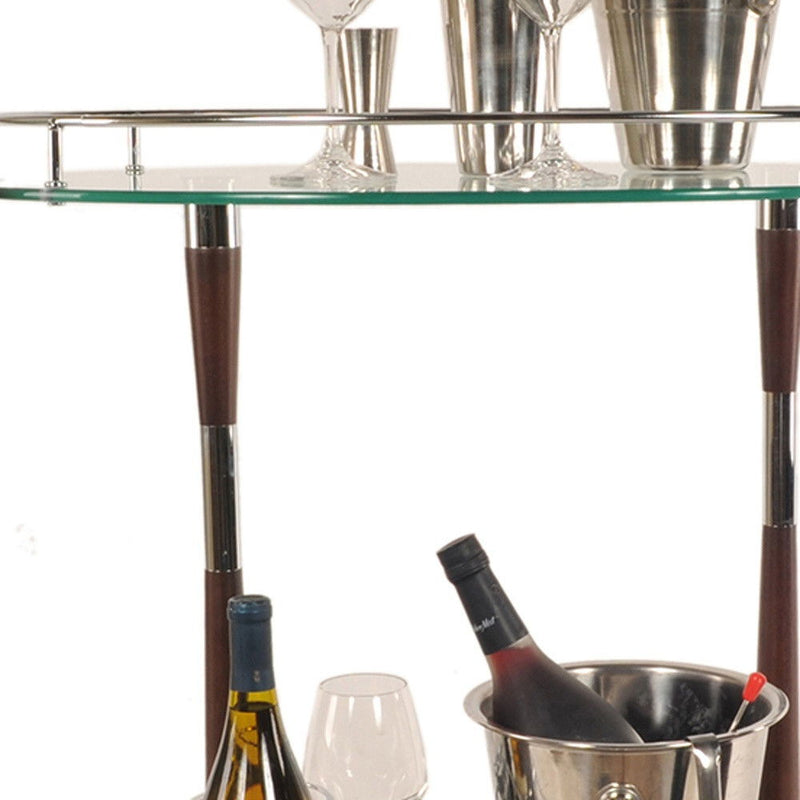 18.75" X 29.75" X 27.375" Chrome Serving Trolley - Pearl Silver