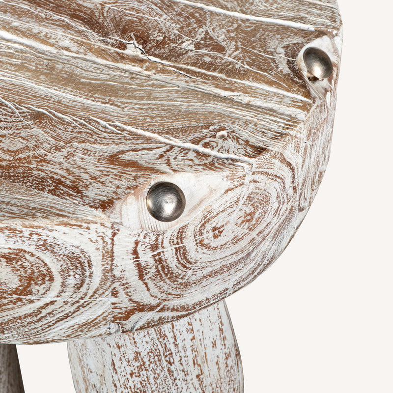 19" Solid Wood Round End Table - White