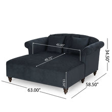 Load image into Gallery viewer, Upholstered Chaise Lounge With Scroll Arms, Turned Legs And 2 Pillows - Charcoal

