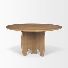 Load image into Gallery viewer, 59" Solid Wood Pedestal Base Round Top Dining Table - Brown
