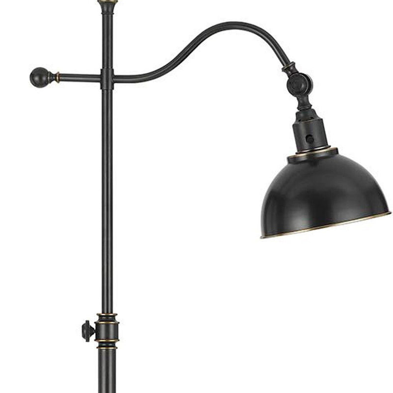 Adjustable Traditional Shaped Floor Lamp With Black Dome Shade - Bronze