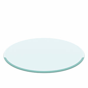 Round Tempered Glass Table Top Clear Glass, Thick Beveled Polished Edge - Black