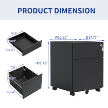 Load image into Gallery viewer, 2 Drawer Mobile File Cabinet With Lock Steel File Cabinet For Legal / Letter / A4 / F4 Size / Home / Office Design
