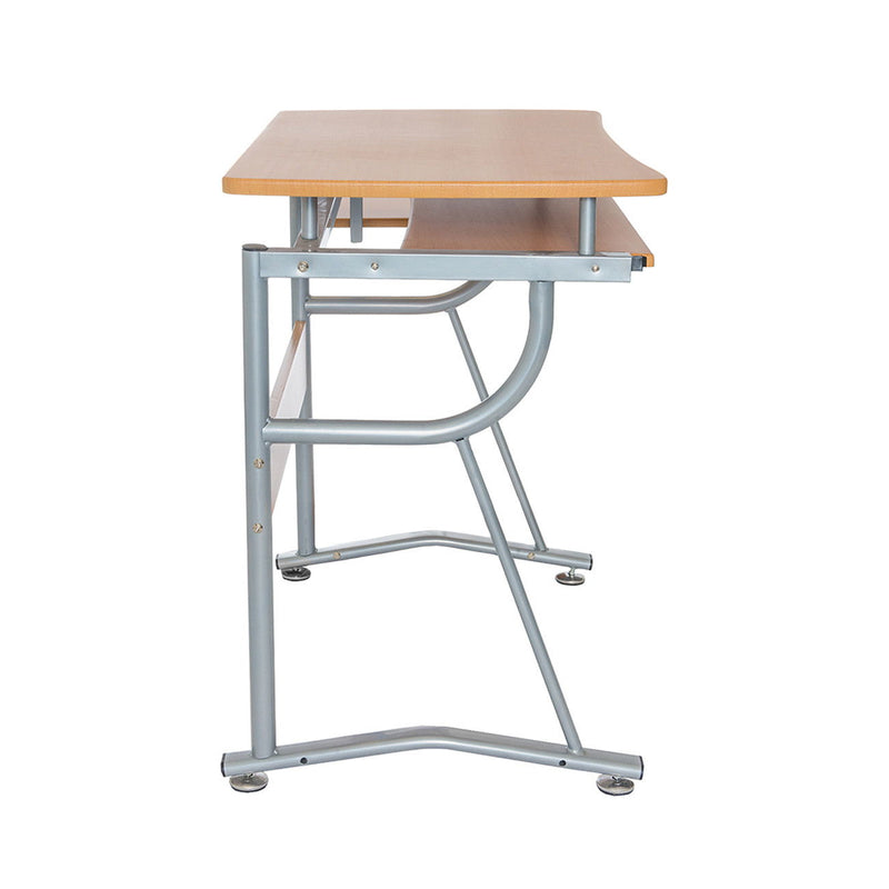 Stainless Computer Desk - Oak / Silver