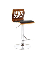 Load image into Gallery viewer, Contemporary Faux Leather And Wood Low Back Adjustable Height Bar Chair - Black
