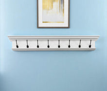 Load image into Gallery viewer, 51" Wood Eight Hook Wall Mount Coat Rack - White
