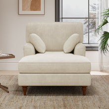 Load image into Gallery viewer, Oversized Chaise Lounge Chair Indoor With 2 Comfy Pillows Rolled Arms Corduroy Fabric Sleeper Sofa Chair For Living Room Bedroom - Beige
