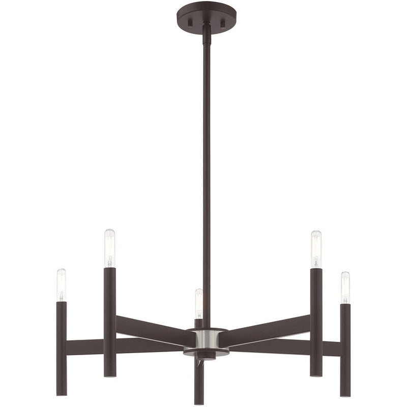 20'' 5-Light Dimmable Chandelier & Shades - Bronze