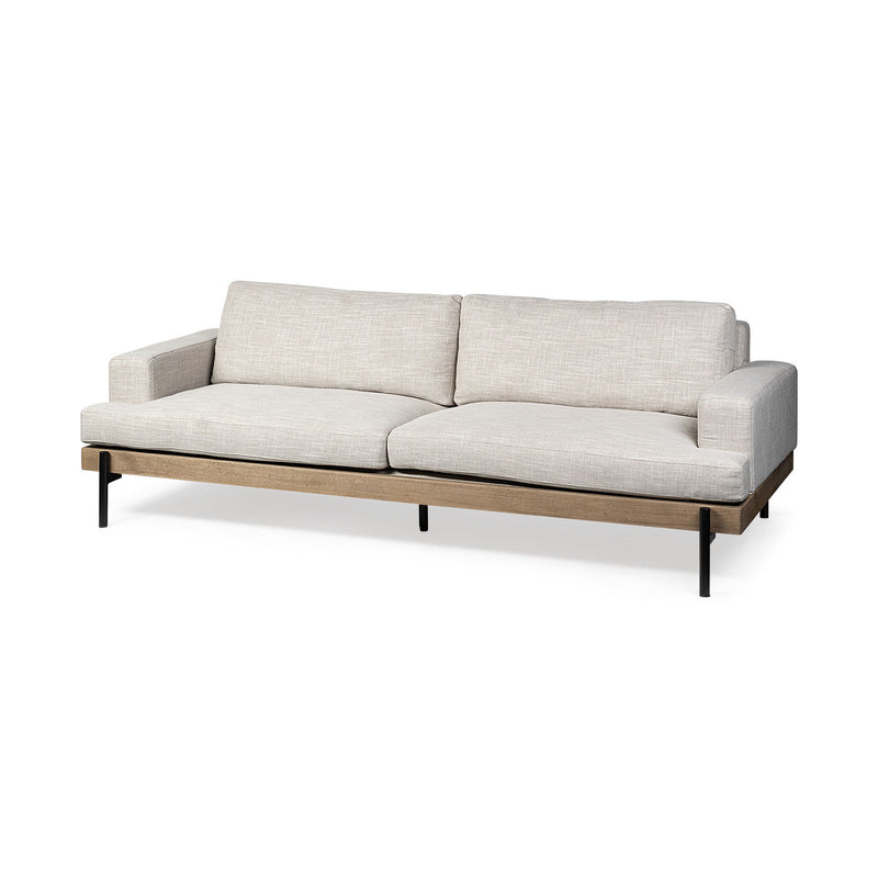Fabric Sofa With Black Legs - Beige