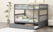 Load image into Gallery viewer, Full over Full Bunk Bed with Twin Size Trundle, Convertible Beds, Gray
