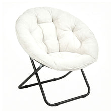 Load image into Gallery viewer, Tufted Faux Fur Folding Lounge Chair - White / Black
