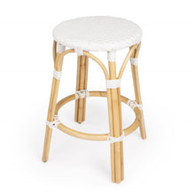Load image into Gallery viewer, Rattan Backless Counter Height Bar Chair - White / Natural
