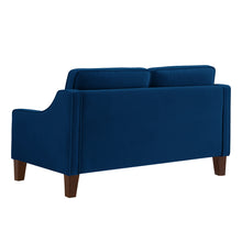 Load image into Gallery viewer, Modern Loveseat sofa for Living Room, Upholstered Velvet Small Couch with Wooden Legs for Livingroom Bedroom, Navy
